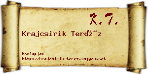 Krajcsirik Teréz névjegykártya